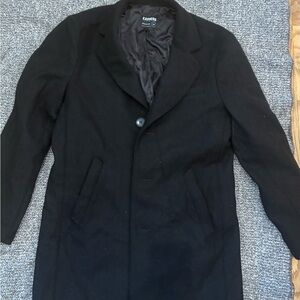 Express Men's Black Pea Coat with Notch Lapel